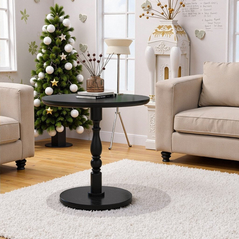 Table d'appoint ronde 23 po avec pieds en bois massif et panneau de fibres à densité moyenne haute densité pour des espaces polyvalents