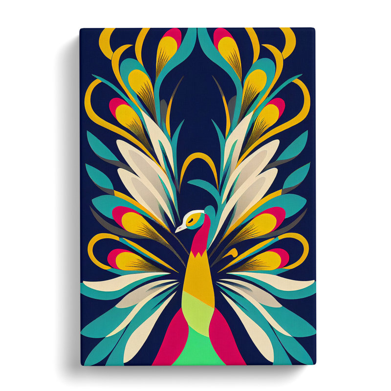 Peacock In Abstract No.4 - Wrapped Canvas, 60cm H x 40cm W x 3cm D