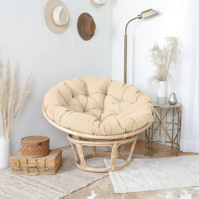 Indoor/Outdoor Sunbrella Papasan Cushion, 44" W x 44" D, Ivory, Polyester
