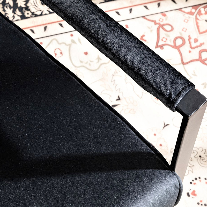 Chaise avec accoudoirs en microfibre Camel, Noir