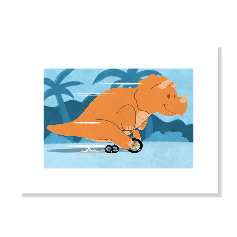 «Riding Dino 2», impression sur papier, H 12 po x l 16 po x P 1 po, Papier