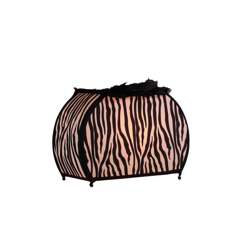 Sac à main 11,75 po imprimé zébré avec lampe de table noire, Noir, blanc