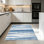 Tapis à rayures ondulées bleu gris 1pc pour le salon, doux et confortable, adapté à toutes les saisons, facile à entretenir, lavable à la machine, tapis de ferme sous la table convenant au salon, à la salle à manger, à la chambre à coucher, au vestibule, .. .
