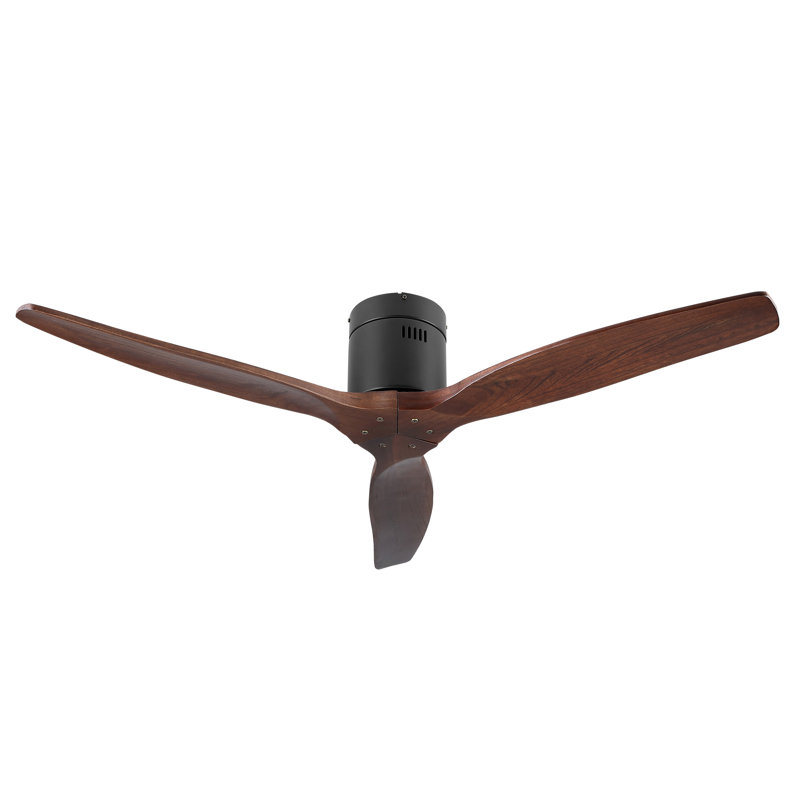 Ventilateur de plafond encastré en bois 3 pales 52 "sans lumière, Noir, Noyer