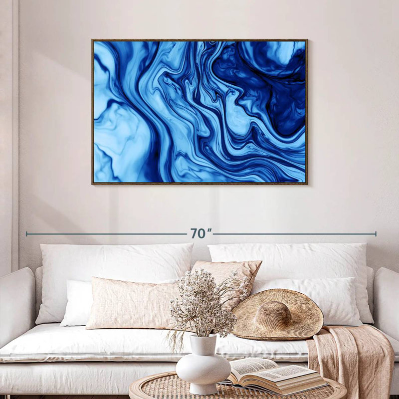 Blue Wave Dynamic Magee, Floating Frame Walnut, 43" X 29"