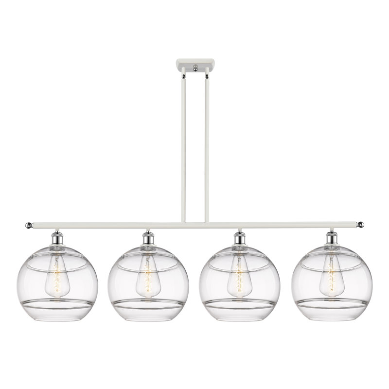 Chartoff 4 - Light Kitchen Island Pendant, Clear, White Polished Chrome