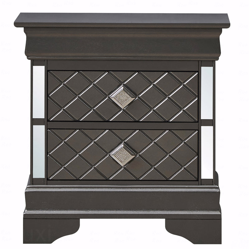 Metallic Modern Bedroom Nightstand, Black