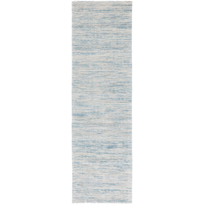 Aon Handwoven Wool Blue/Ivory Area Rug, Runner 2'3" x 8'