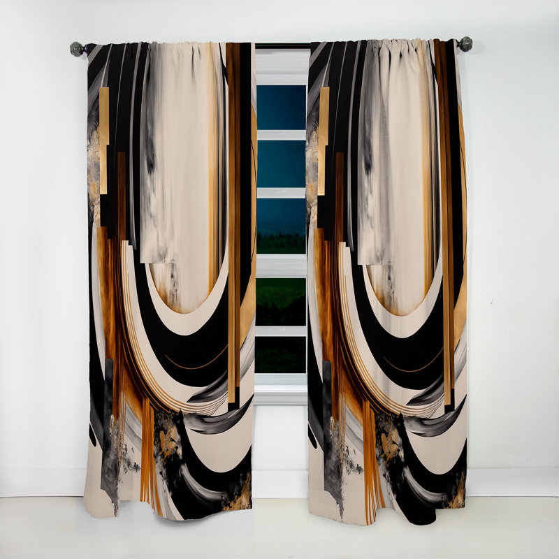 Rideau abstrait Art Deco IV doré - Velours obscurcissant - 1 panneau, L 52 po x L 63 po