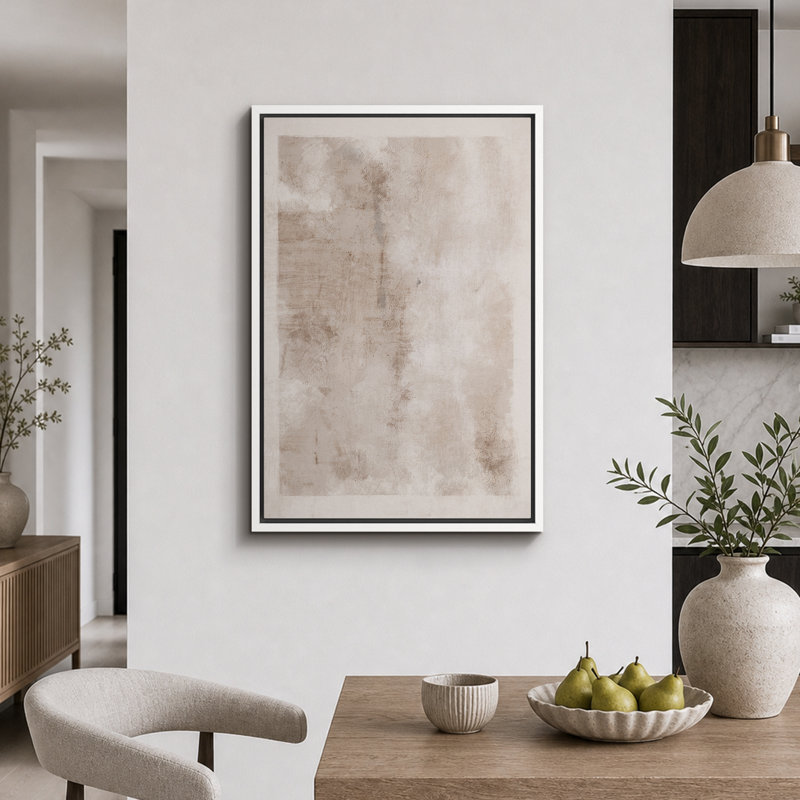 Neutral Minimalist Abstract Beige Wall Artwork, Modern Soft Tone Canvas Pictures, Framed Canvas Giclee Print Wall Art