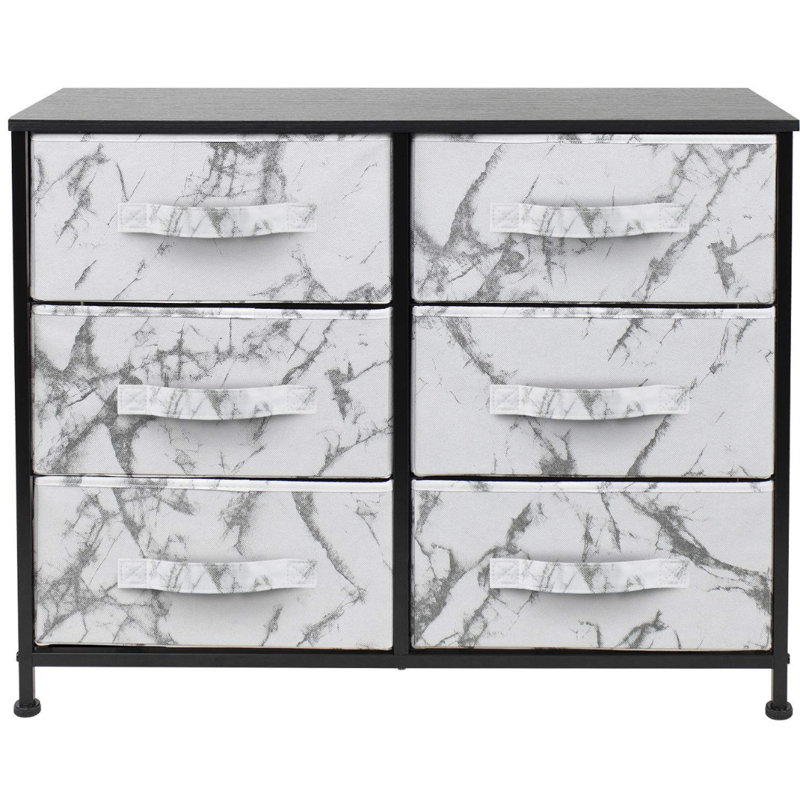 Commode à 6 tiroirs Sorbus, Gris / blanc