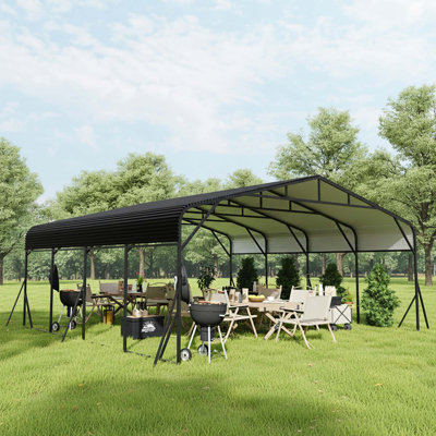 20 X 20 Carport Shelter For Vehicles, Boats And Equipment, Weather Resistant, Reinforced Frame