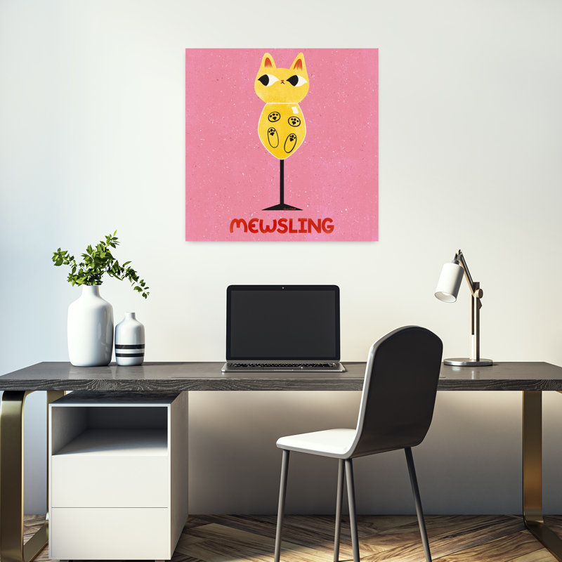 Art contemporain rétro, art de chat, H 18 po x l 18 po