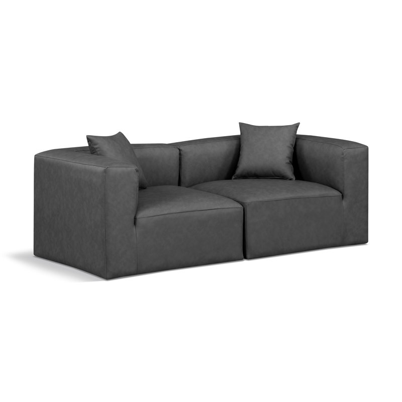 Hypatia Upholstered Sectional Reversible, Charcoal Vegan Leather