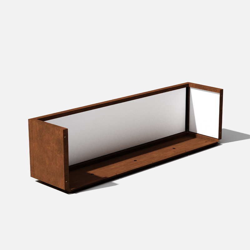 Corten Steel Series Long Box Planter, 16.25" H x 60" W x 15" D