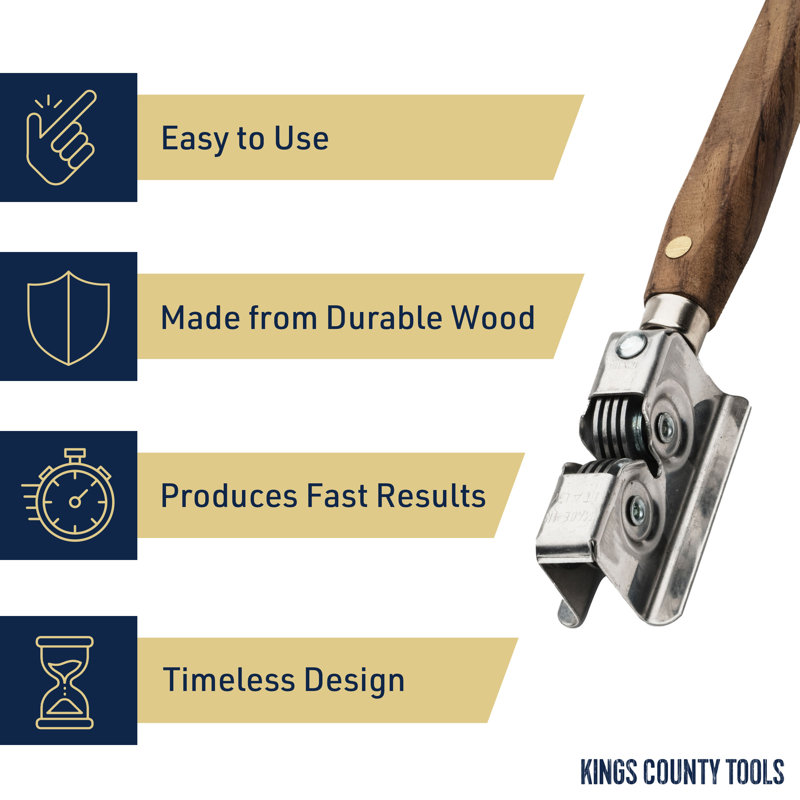 Knife Sharpener - Handheld Manual Sharpening Tool for Fixed Blades, Pocketknives, and Kitchen Knives - Blade Sharpener with Rotating Steel Sharpening Discs and Bubinga Handle by Kings County Tools