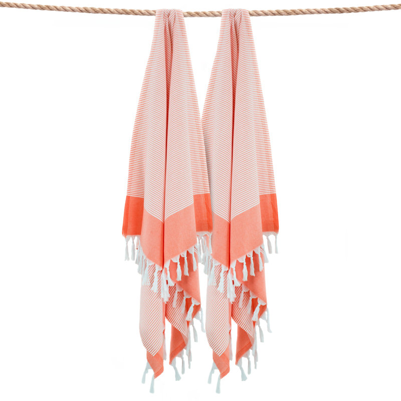  Ensemble de 2 serviettes en coton turc, Pêche