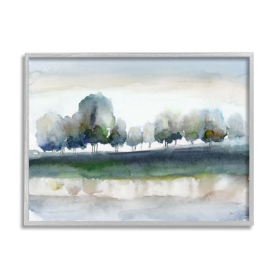 " Tree Orchard Flowing River Watercolor Nature Scene " by Nan Painting Print