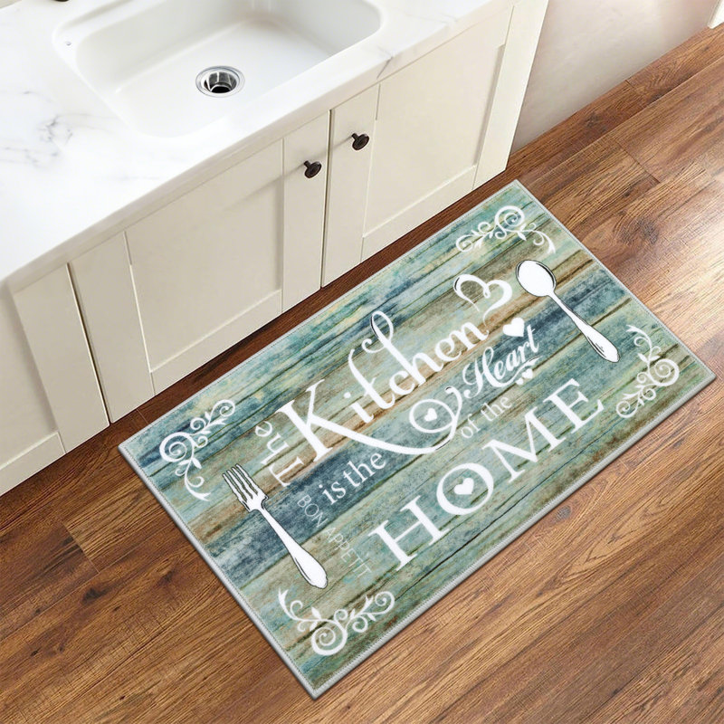 Machine Washable Non-Slip Kitchen Mat, Green