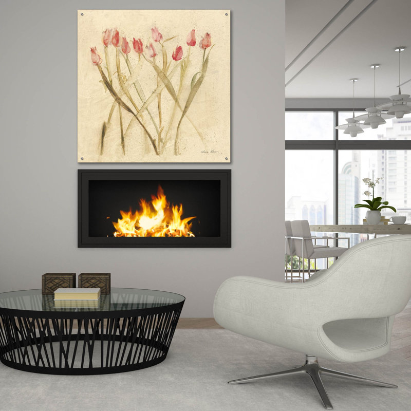 «Tiges de tulipes rouges» par Cheri Blum, art mural en verre acrylique, H 36 po x l 36 po x P 0,2 po