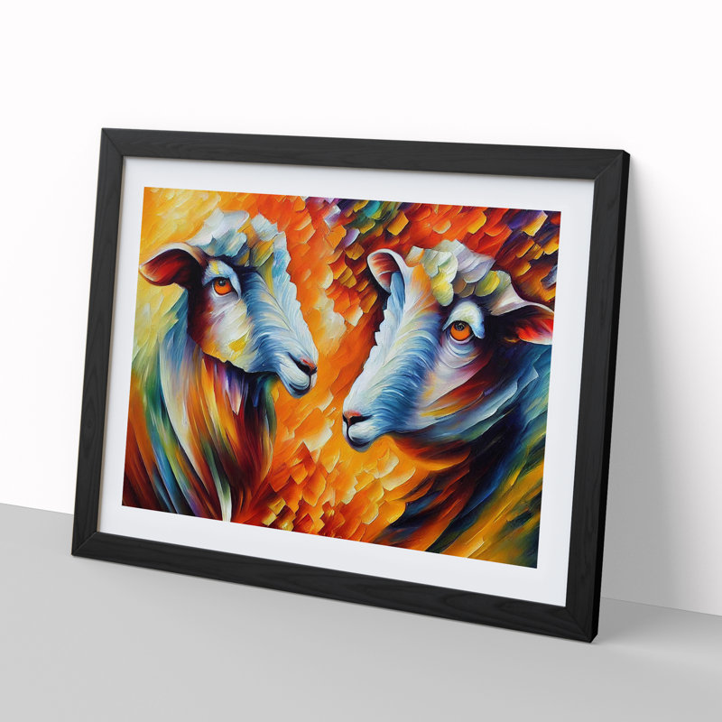 Sheep Painting Vol.1 Abstract - Framed Print, Black, 25cm H x 34cm W x 2cm D