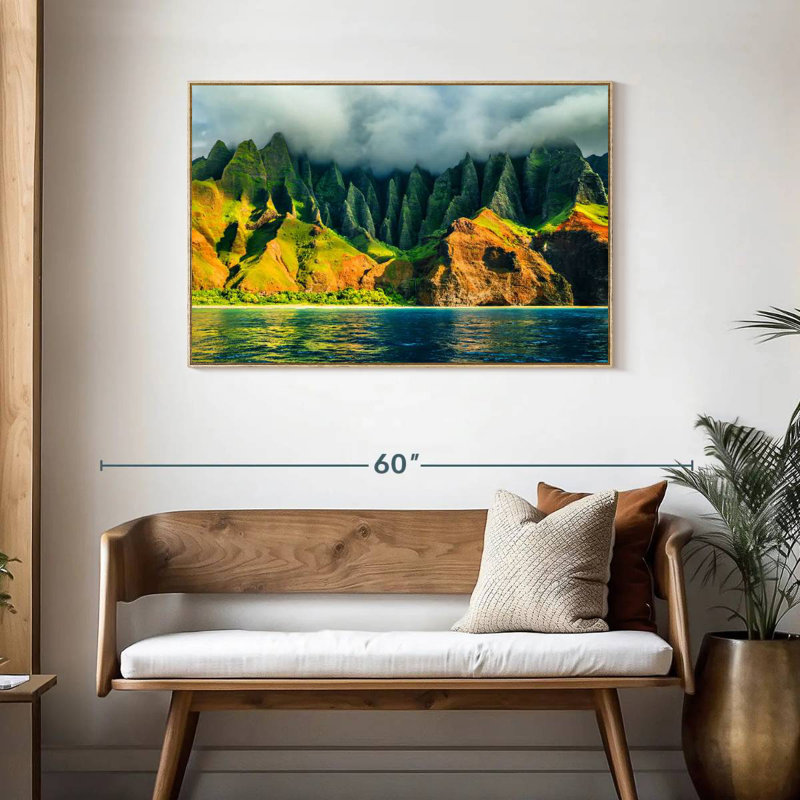 Côte de Na Pali, Cadre flottant en bois naturel, 43 po x 29 po