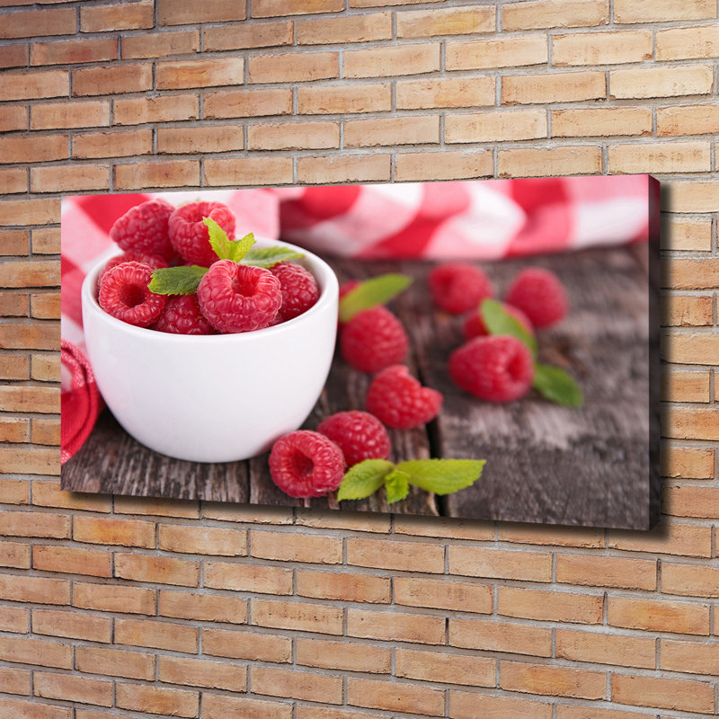 Raspberries in a Bowl 1 Piece Wrapped Canvas Wall Art