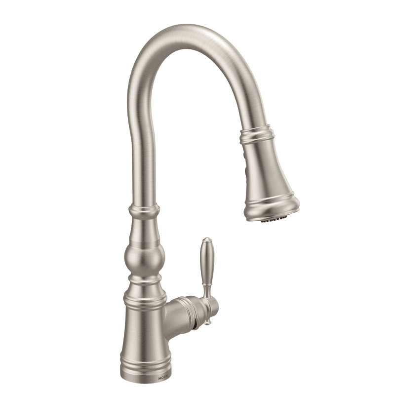 Moen Weymouth One-Handle Pull Down Single Handle Kitchen Faucet with Power Boost, Spot Resist Stainless