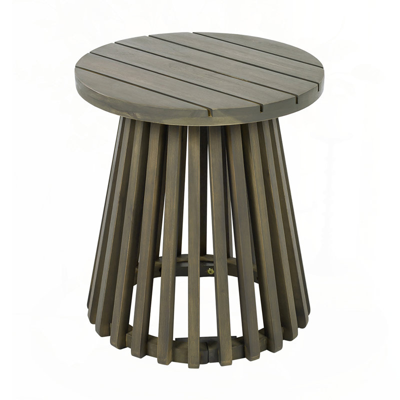 Outdoor Acacia Wood Patio Side Table, Gray