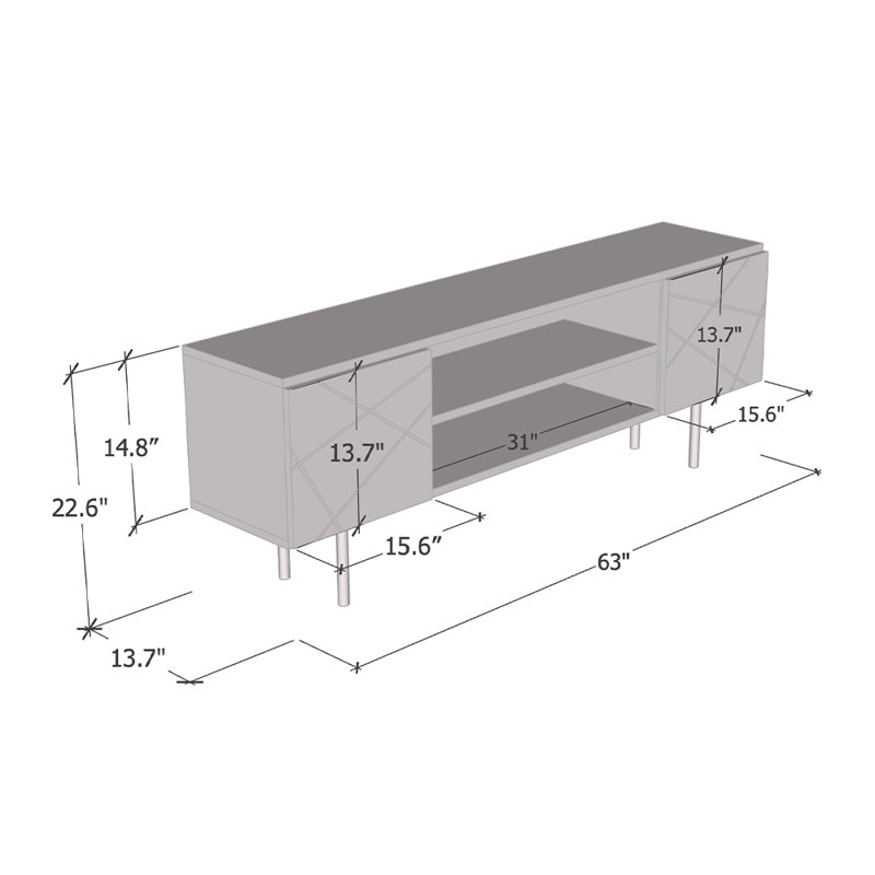 Seroba Modern TV Stand with High Gloss Finish, Wall-Mounted, Gray/White