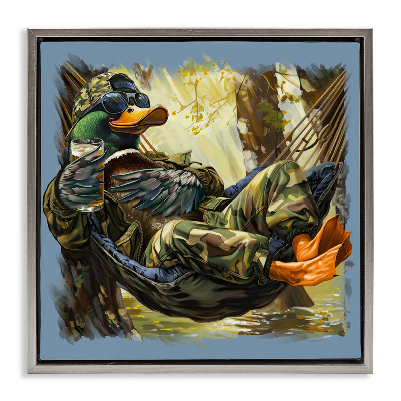 Hamac Mallard dans un cadre flottant camouflage, design par Jim Baldwin, Cadre flottant gris lustré, H 18 po x l 18 po