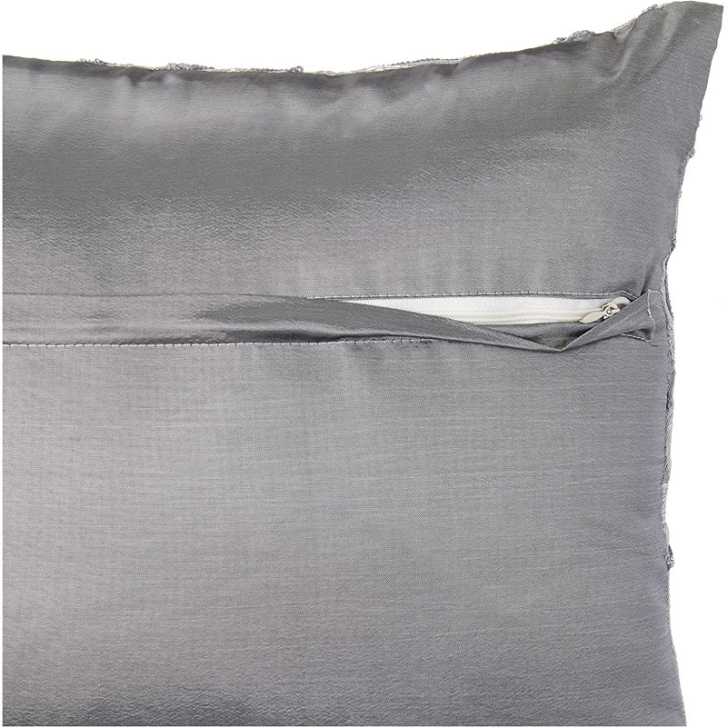 Rosetta Wheat Spikelets Pattern Embroidered Throw Pillow, Silver