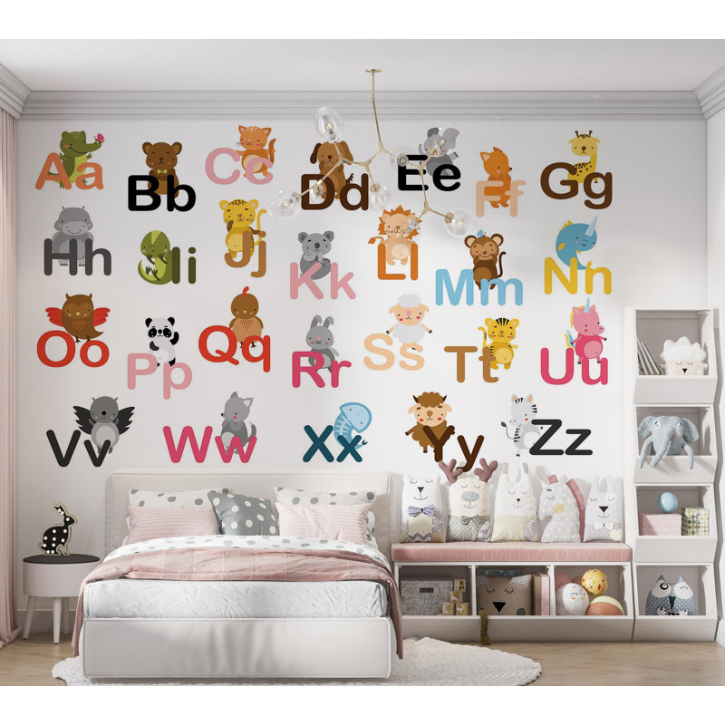 Papier peint de qualité supérieure - Alphabet animal, L 120 po x l 180 po