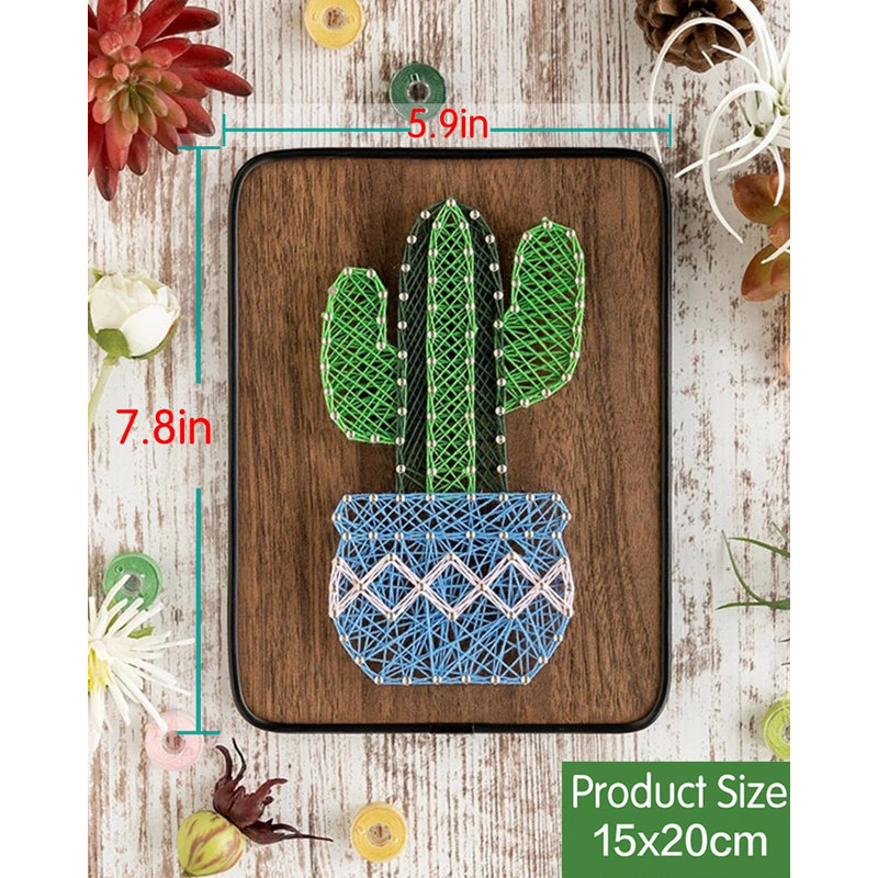 Ensemble de bricolage à cordes - Cactus en pot. Trousse d'artisanat Wizardi F07-M12-3-DH5016
