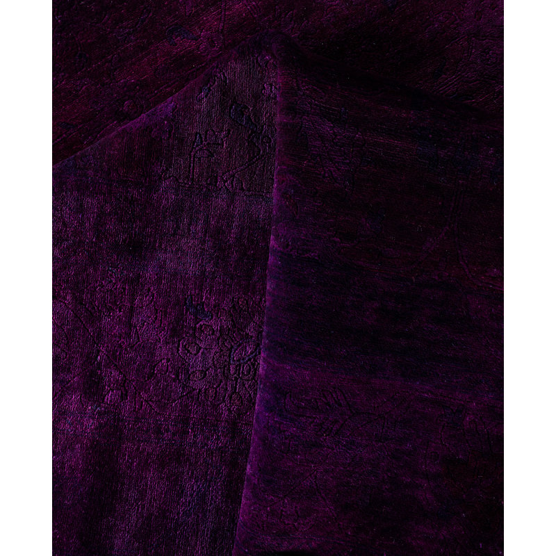 Overdyed Hand-Knotted Wool Modern-Contemporary Purple Area Rug 9' 2" x 11' 10"