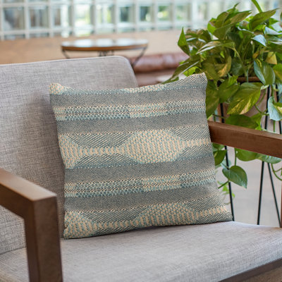 Lake Geometric Outdoor Reversible Throw Pillow