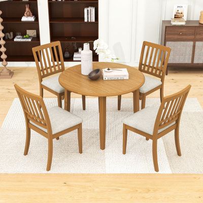 Ensemble de table de salle à manger extensible 5 pièces avec abattants et chaises rembourrées pour petits espaces