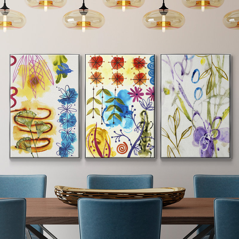 «On A Whim II», reproduction sur toile 3 pièces, H 36 po x l 72 po x P 2 po, Argent