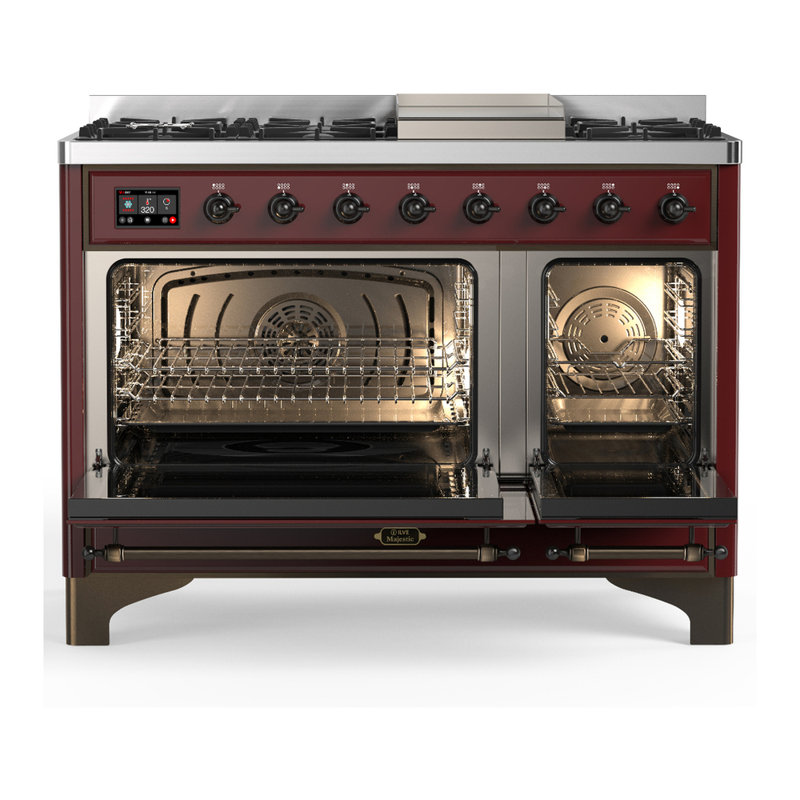 Majestic III Series 48 Inch Dual Fuel Range with 5 Sealed Burners, Griddle, Frenchtop in Matte Graphite (Natural Gas, Burnished Trim)