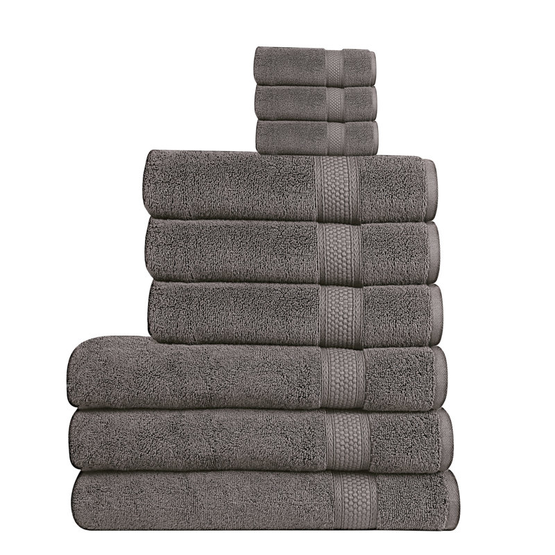 Ensemble de serviettes de bain multi-tailles de qualité supérieure Shaik - Alha, Gris anthracite, Ensemble 9 pièces