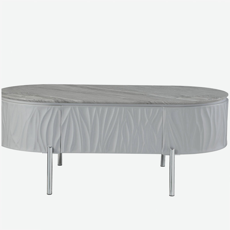 Gray High Gloss and Chrome Coffee Table