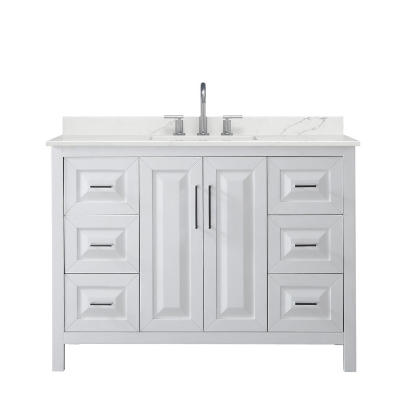 Daria 48'' W Vanity, Giotto Quartz, White, Polished Chrome