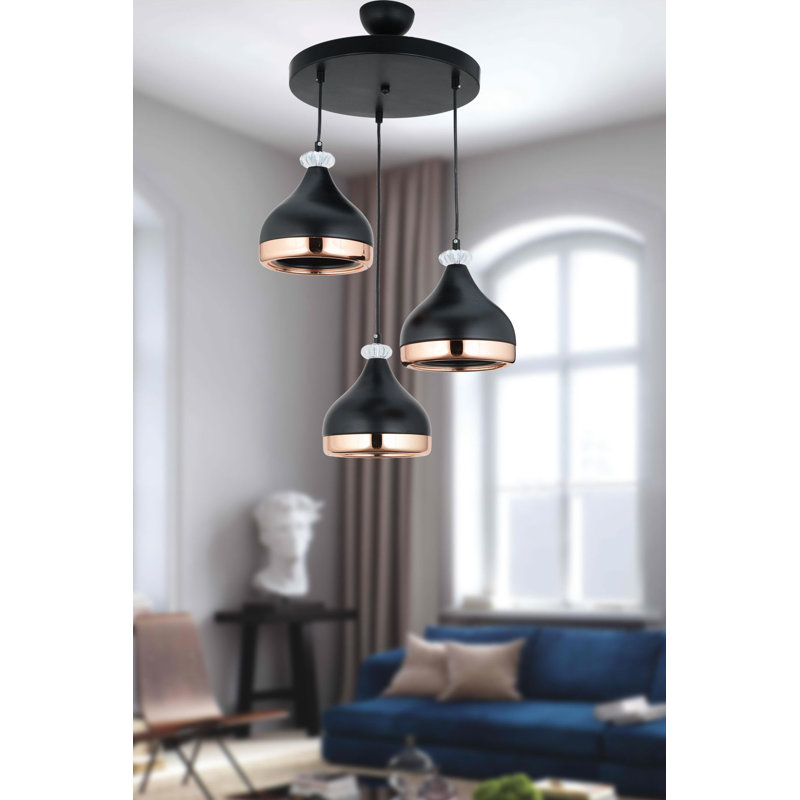 Luminaire suspendu en forme de dôme à 3 lumières
