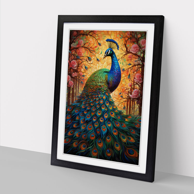 Peacock Orphism Framed Print, Black Framed, 64cm H x 46cm W x 2cm D