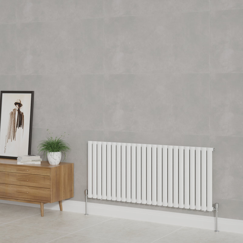 Shirly Horizontal Oval Panel Radiators, Gloss White, 60cm H x 141.6cm W, 1