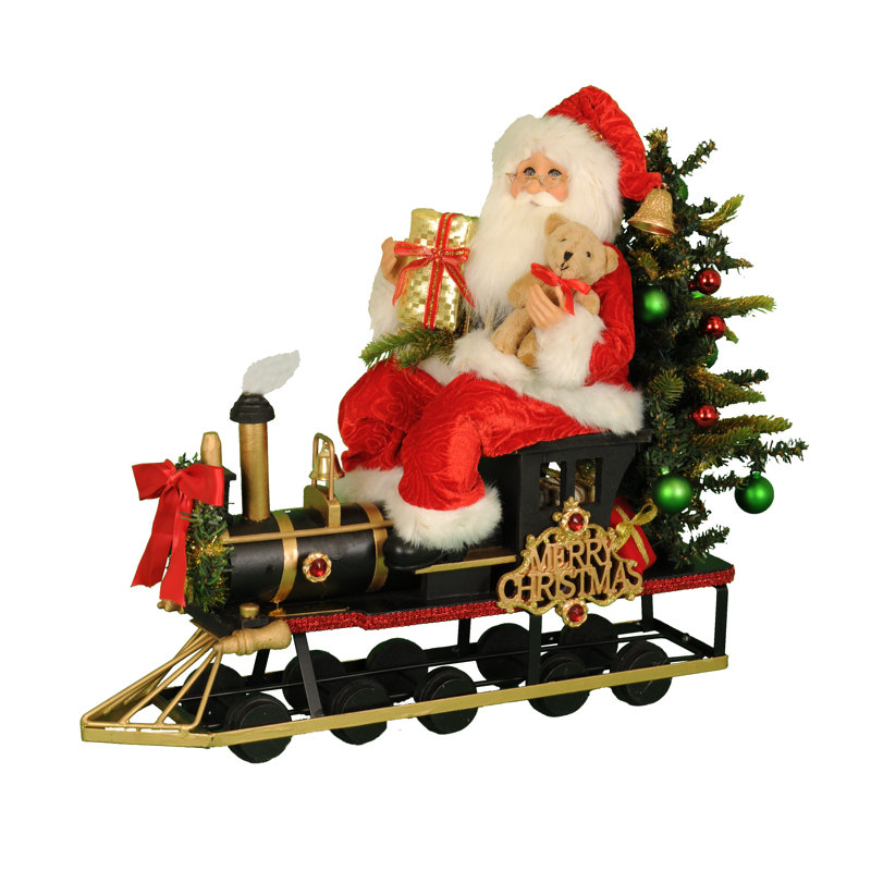Figurine père noël lighted merry christmas train