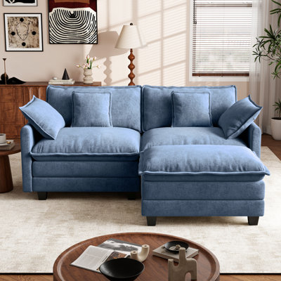Canapé modulaire recouvert en L en chenille de 76,8 po avec repose-pieds Maney