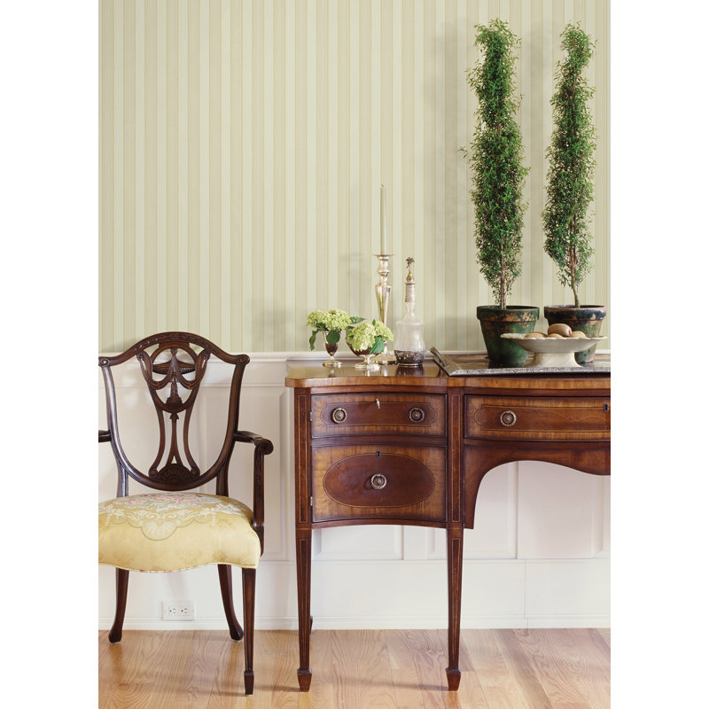 Zeta Peach Moire Stripe Wallpaper, Light Yellow