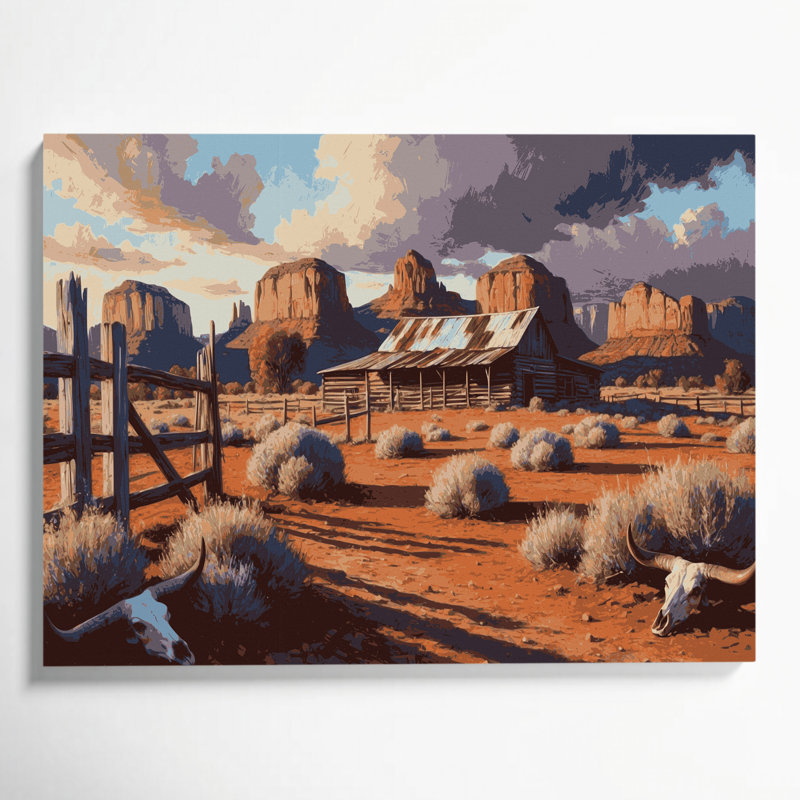 Art mural sur toile noir Southwestern Cowboy Western Ranch 93, H 12 po x l 18 po