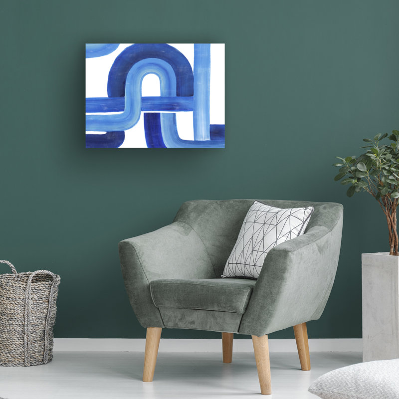 Grace Popp «Woven Cobalt I», art sur toile, H 14 po x l 19 po